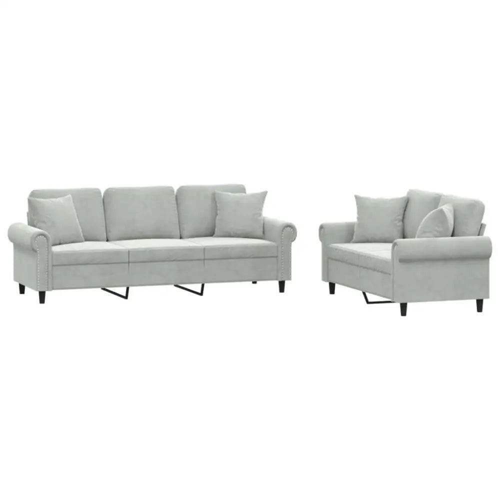 vidaXL Sofa Set Light Grey - Estalios
