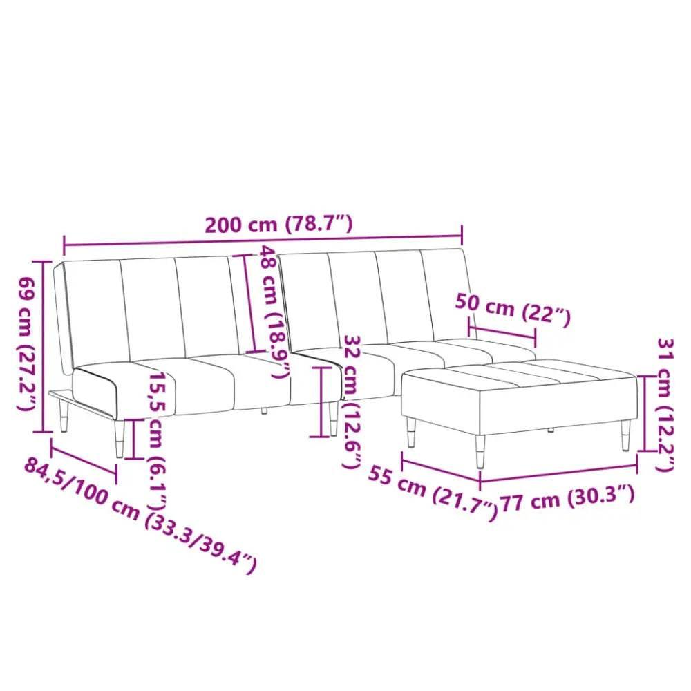 vidaXL Sofa Bed Dark Grey Velvet (100% polyester), wood, metal Compact - Estalios