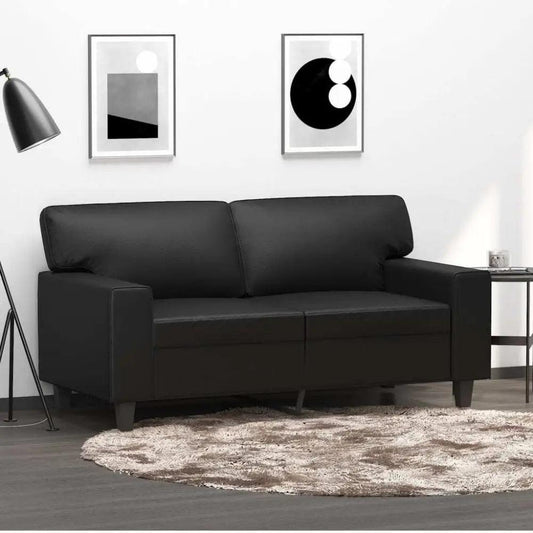 vidaXL 2-seater Sofa Black Faux leather 2-Seater Durable 2-Seater Sofa - Estalios