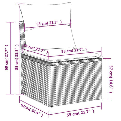 vidaXL Patio Sofa Set Black PE rattan Medium Adjustable Feet - Estalios