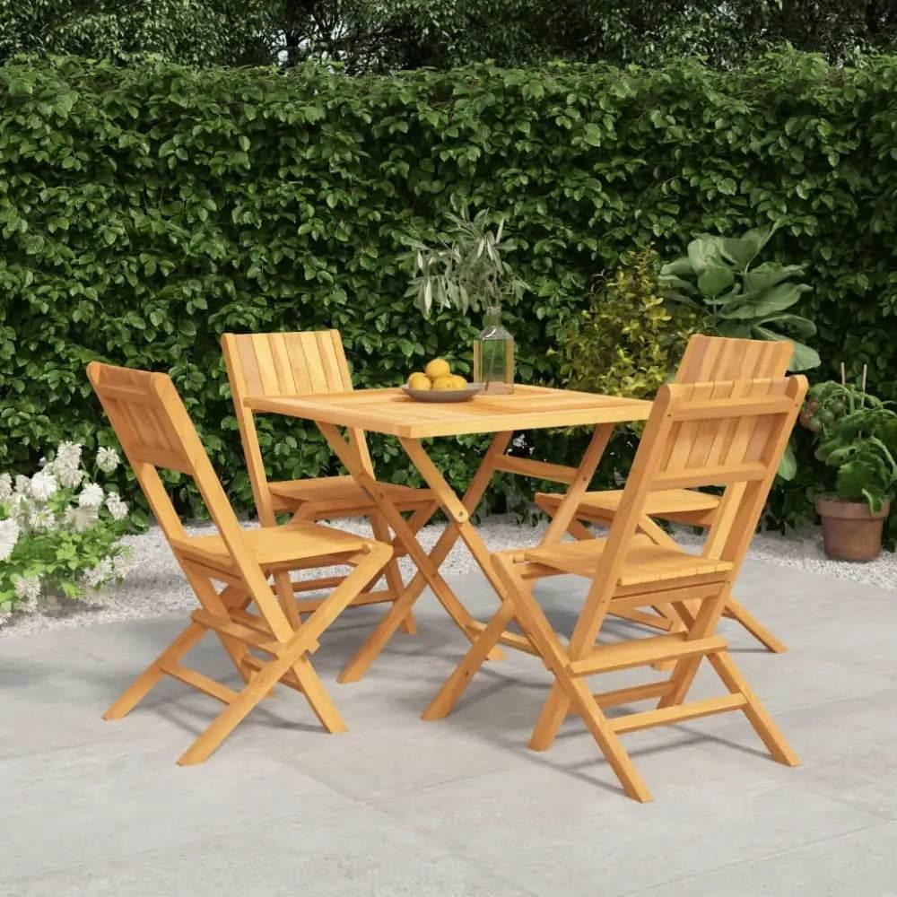 vidaXL Garden Dining Set Teak Brown Solid Teak Wood Standard Foldable - Estalios