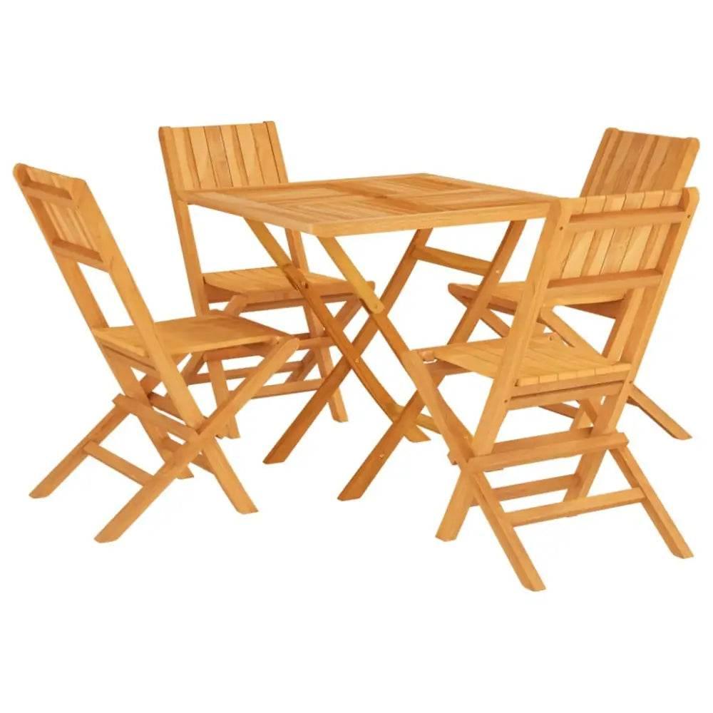 vidaXL Garden Dining Set Teak Brown Solid Teak Wood Standard Foldable - Estalios