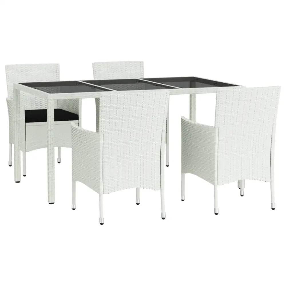 vidaXL Patio Dining Set Set of 4 White, Black - Estalios