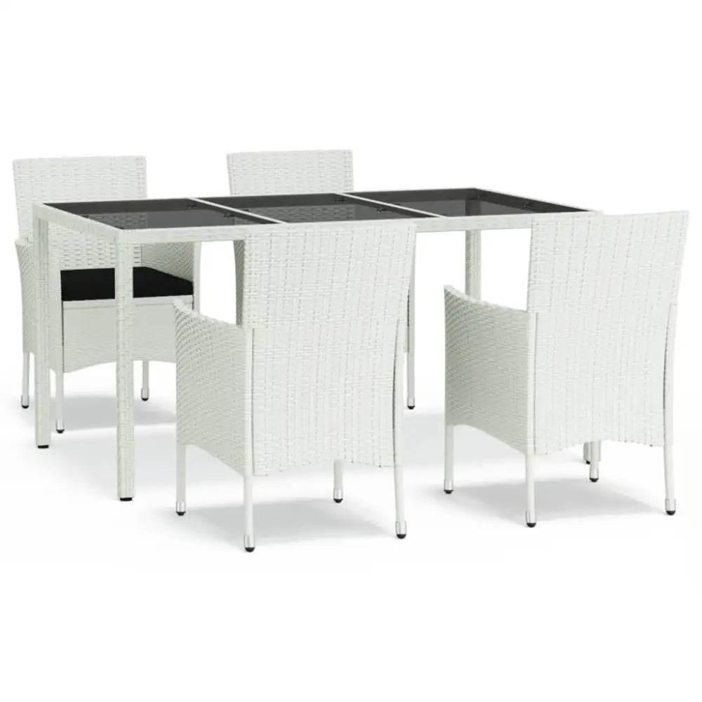 vidaXL Patio Dining Set Set of 4 White, Black - Estalios