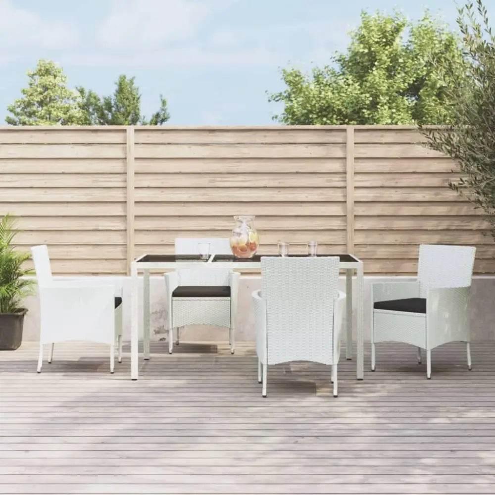 vidaXL Patio Dining Set Set of 4 White, Black - Estalios