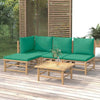 vidaXL Garden Lounge Set Natural Bamboo, Green Bamboo, Polyester Medium - Estalios