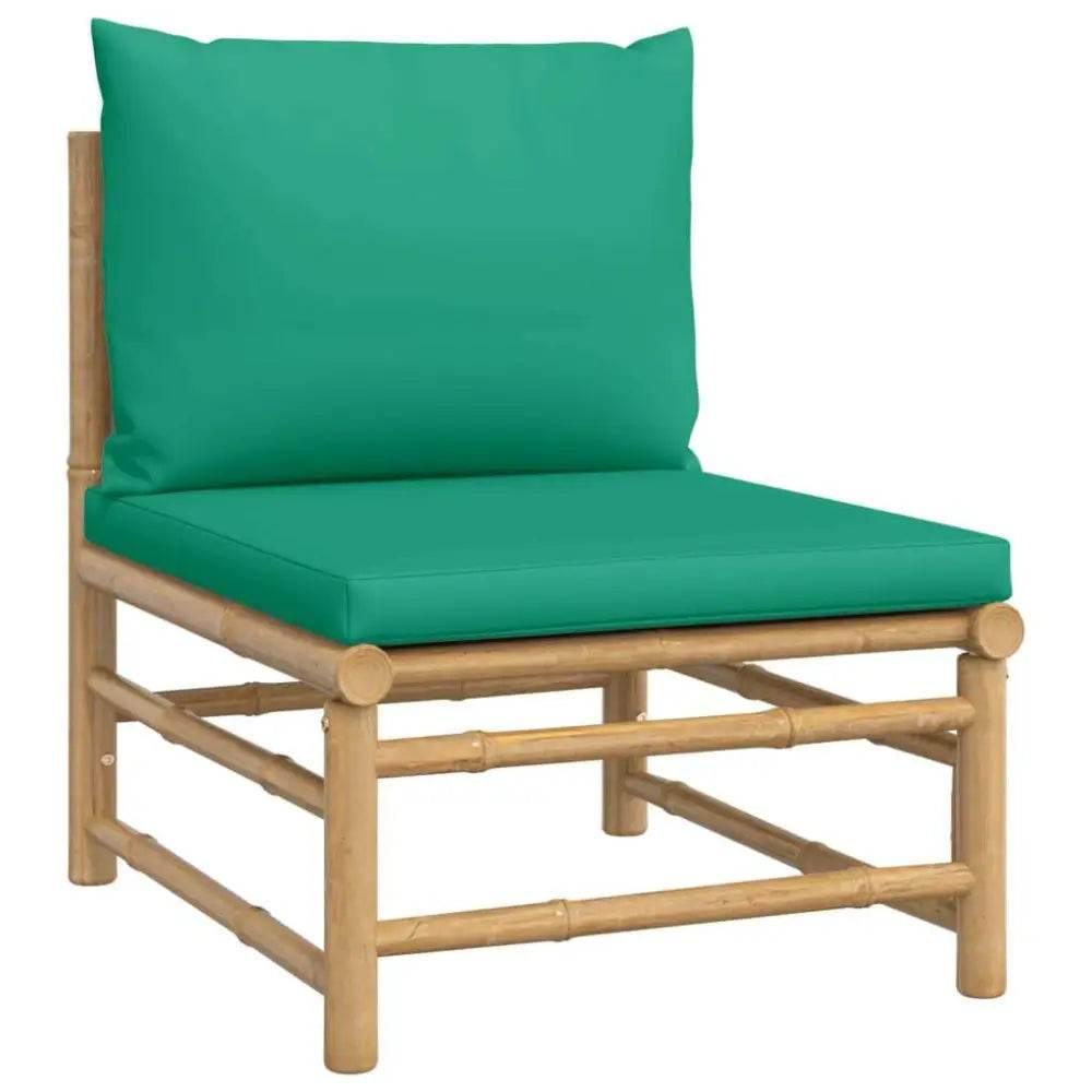 vidaXL Garden Lounge Set Natural Bamboo, Green Bamboo, Polyester Medium - Estalios