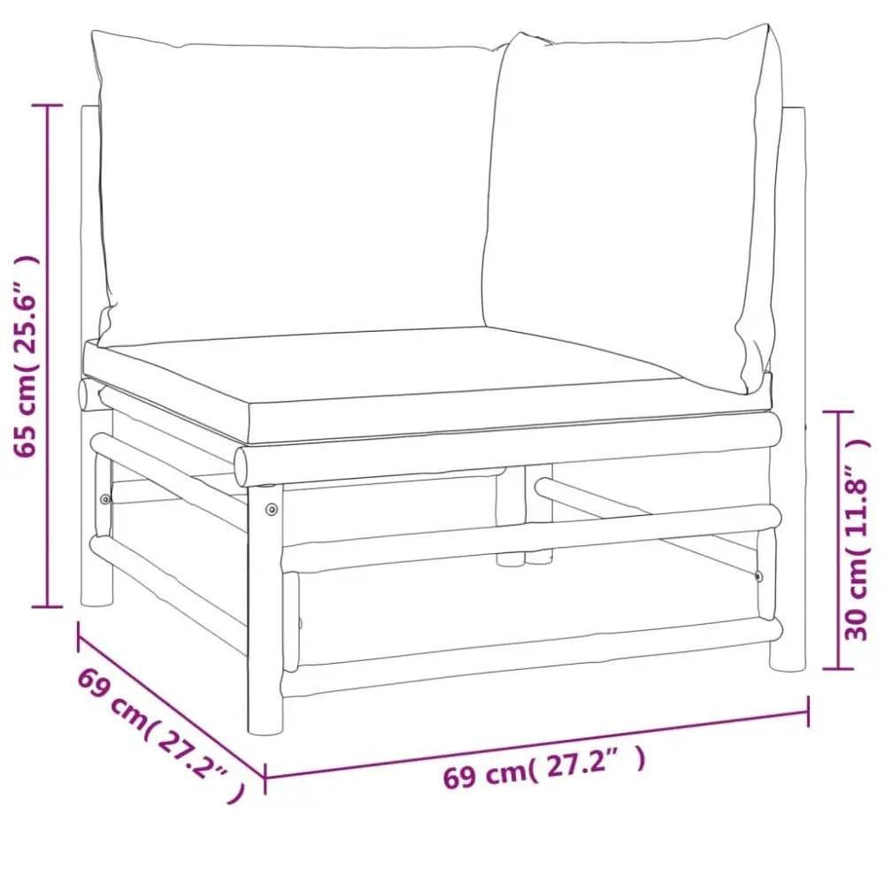 vidaXL Garden Lounge Set Natural Bamboo, Green Bamboo, Polyester Medium - Estalios