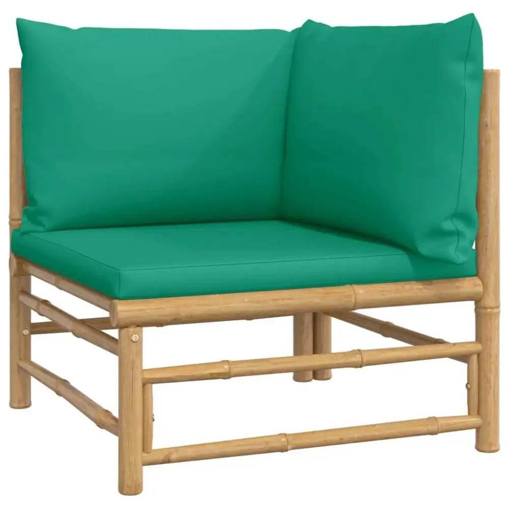 vidaXL Garden Lounge Set Natural Bamboo, Green Bamboo, Polyester Medium - Estalios