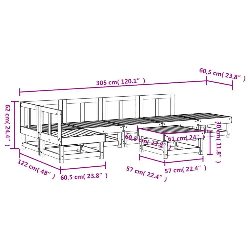 vidaXL Garden Lounge Set White Solid Pine Wood Large Modular - Estalios