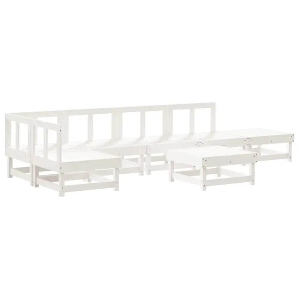 vidaXL Garden Lounge Set White Solid Pine Wood Large Modular - Estalios