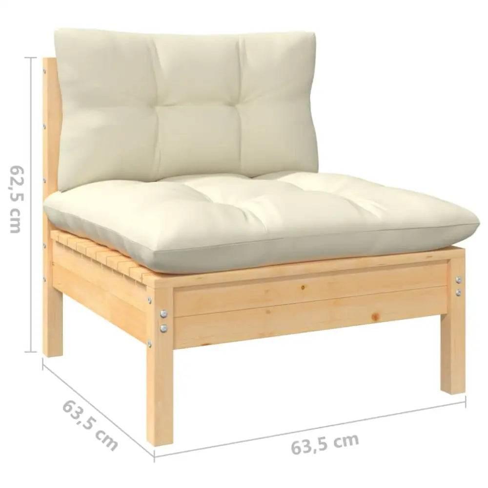 vidaXL Garden Lounge Set Cream Solid pinewood, fabric (100% polyester) - Estalios