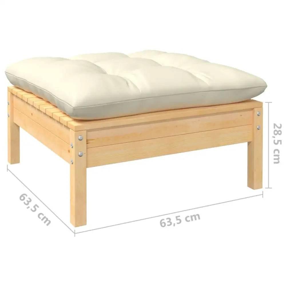 vidaXL Garden Lounge Set Cream Solid pinewood, fabric (100% polyester) - Estalios