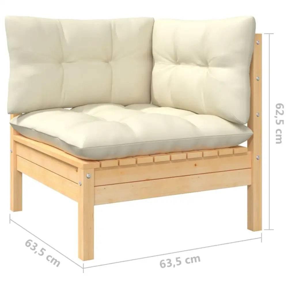 vidaXL Garden Lounge Set Cream Solid pinewood, fabric (100% polyester) - Estalios
