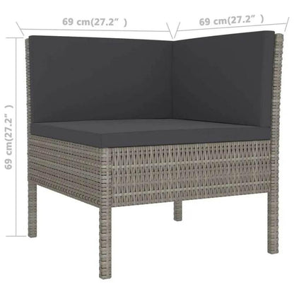 vidaXL Garden Lounge Set Grey PE Rattan Large Adjustable Armrests - Estalios
