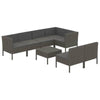 vidaXL Garden Lounge Set Grey PE Rattan Large Adjustable Armrests - Estalios