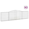 vidaXL Gabion Basket Set of 3 Silver Galvanized iron Large Durable - Estalios