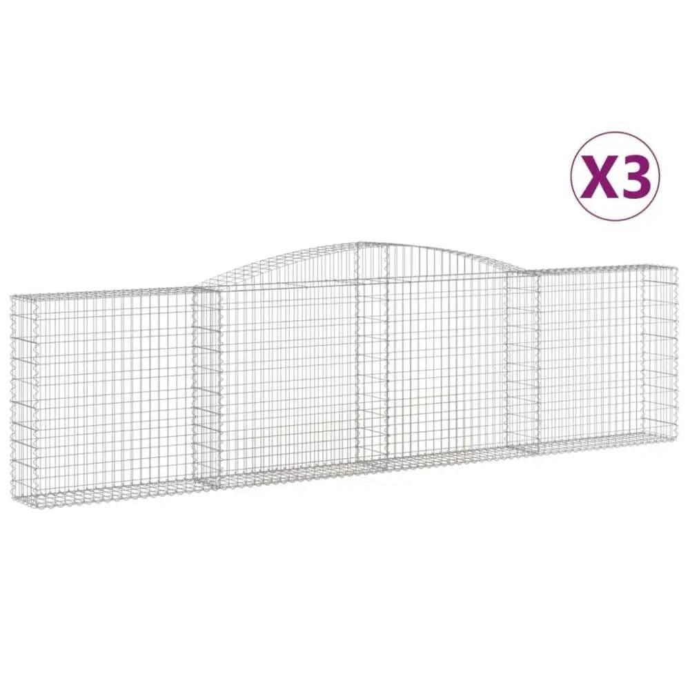 vidaXL Gabion Basket Set of 3 Silver Galvanized iron Large Durable - Estalios