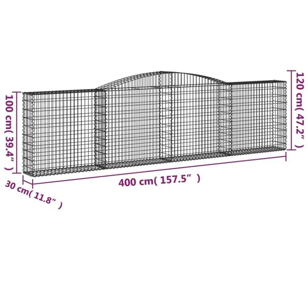 vidaXL Gabion Basket Set of 3 Silver Galvanized iron Large Durable - Estalios