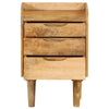 Mango Wood Bedside Cabinet: Discover Nightstand Nirvana! Stylish three-drawer nightstand enhances your bedroom aesthetic.