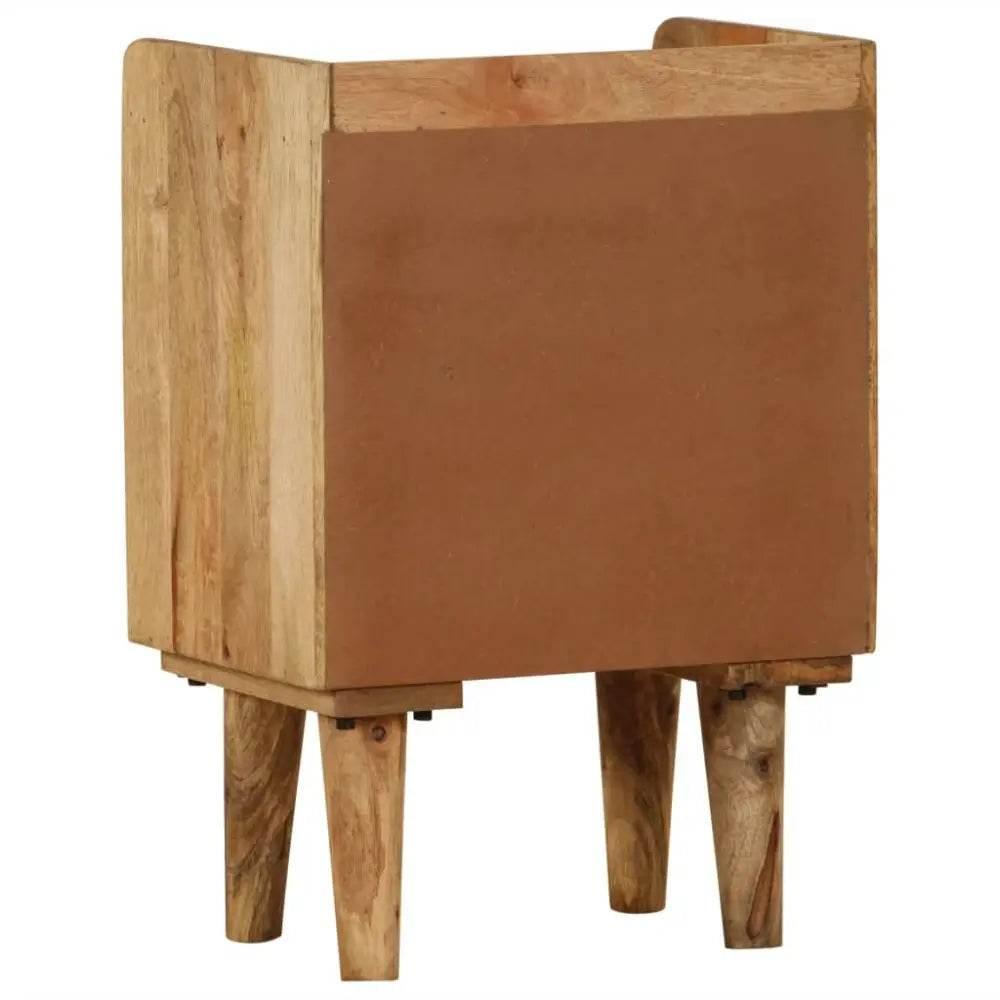 Stunning Mango Wood Bedside Cabinet with three drawers, perfect for elevating your bedroom aesthetic.