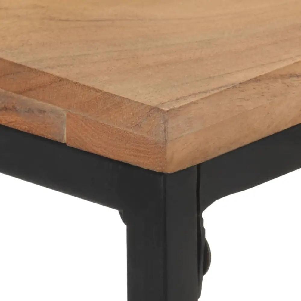 vidaXL Console Table Natural wood and black Solid acacia wood, iron - Estalios