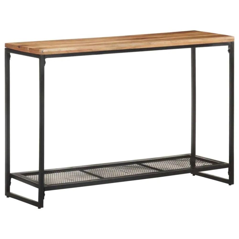 vidaXL Console Table Natural wood and black Solid acacia wood, iron - Estalios