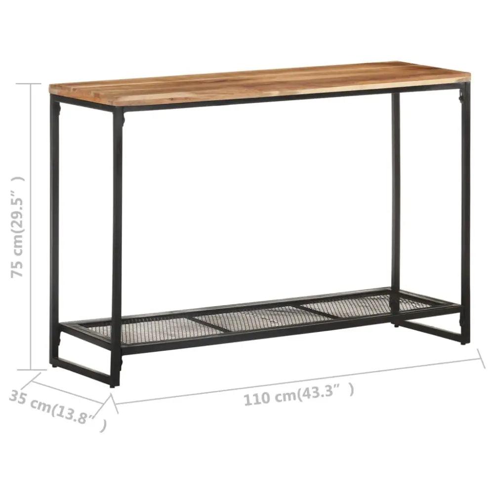 vidaXL Console Table Natural wood and black Solid acacia wood, iron - Estalios