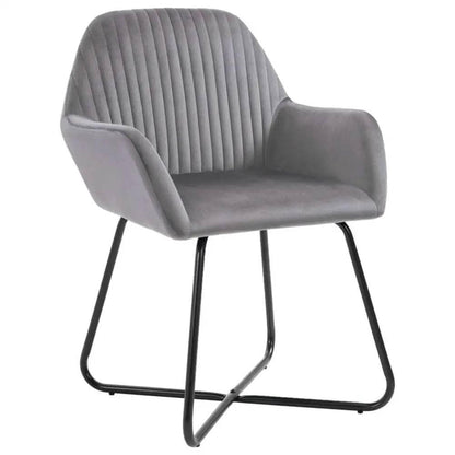 vidaXL Dining Chair Set of 2 Gray Velvet Medium Ergonomic - Estalios