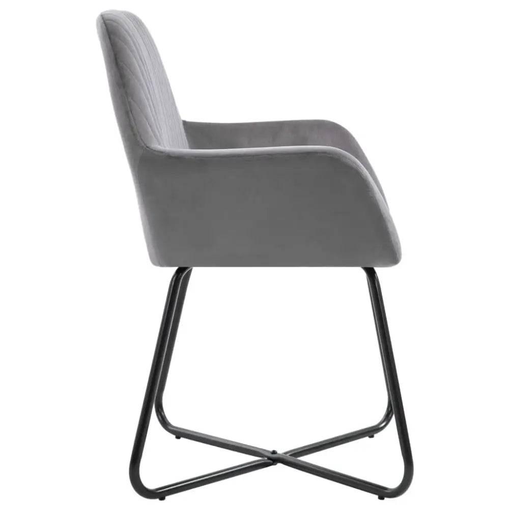 vidaXL Dining Chair Set of 2 Gray Velvet Medium Ergonomic - Estalios