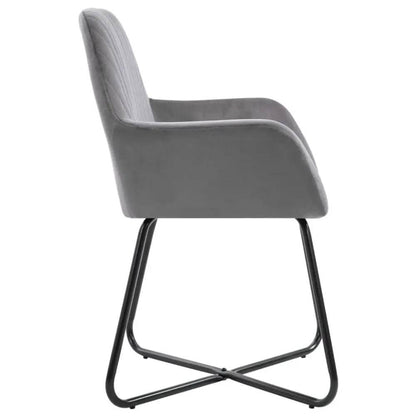 vidaXL Dining Chair Set of 2 Gray Velvet Medium Ergonomic - Estalios