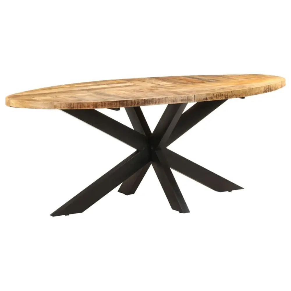 vidaXL Dining Table Rough Mango Wood Large Durable Dining Table Oval - Estalios