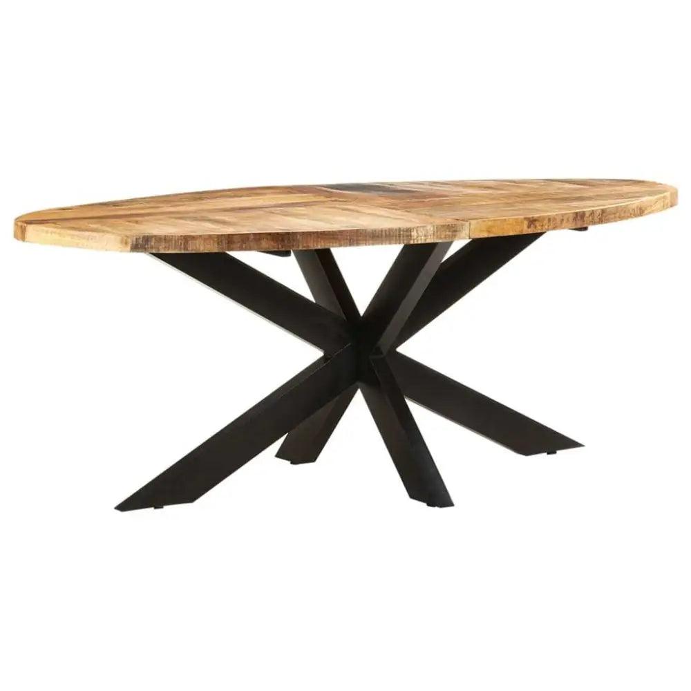 vidaXL Dining Table Rough Mango Wood Large Durable Dining Table Oval - Estalios
