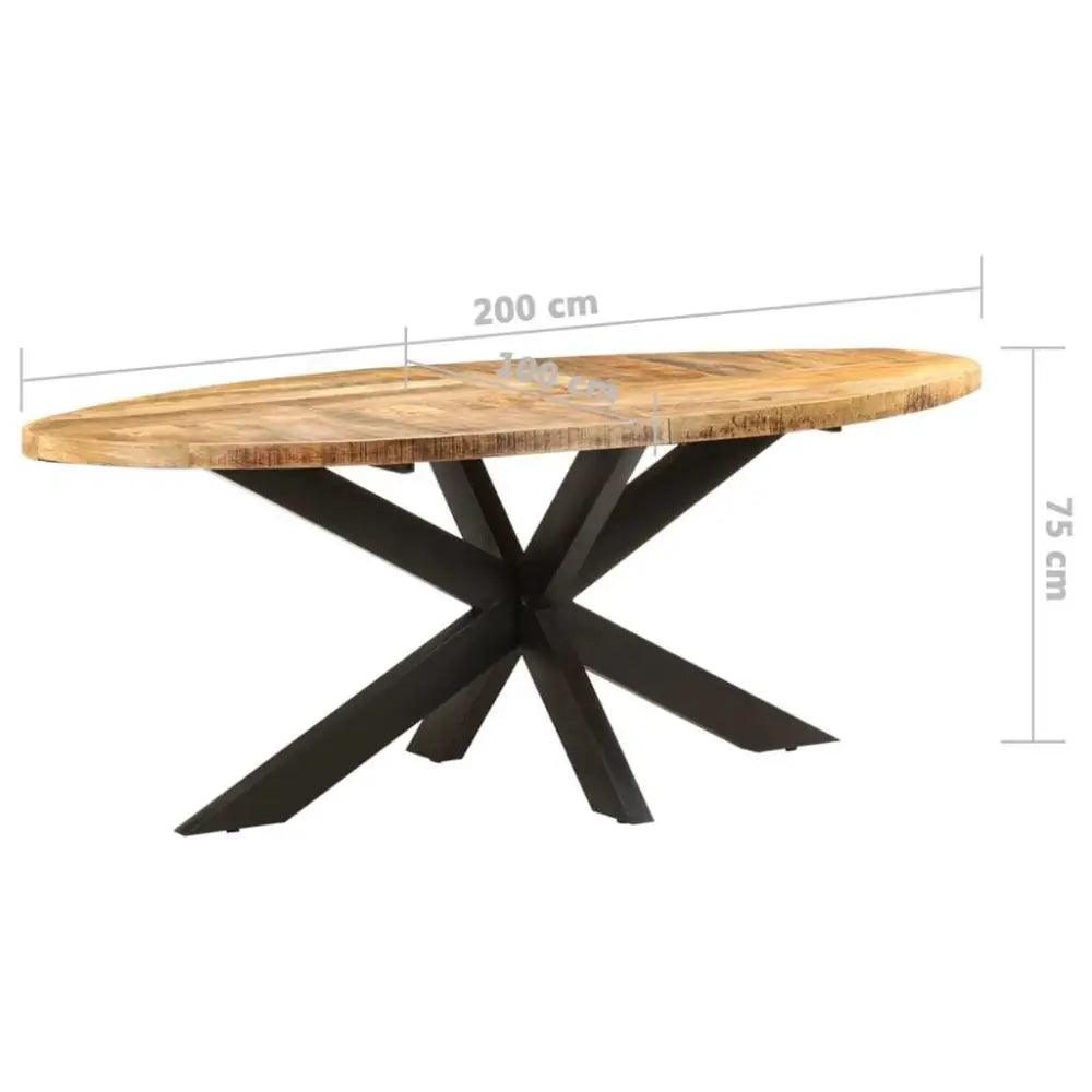 vidaXL Dining Table Rough Mango Wood Large Durable Dining Table Oval - Estalios