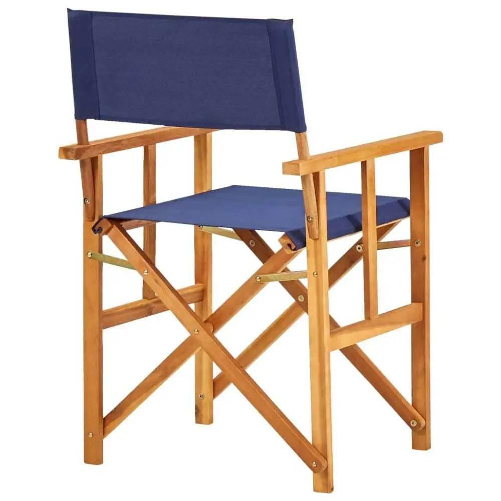 vidaXL Director's Chairs 2 Pcs Solid Acacia Wood Blue Set - Estalios