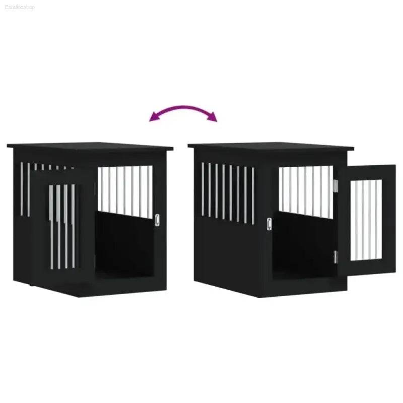 vidaXL Dog Crate Furniture Black Engineered wood, Steel 17.7x24.4x23.2 in - Estalios