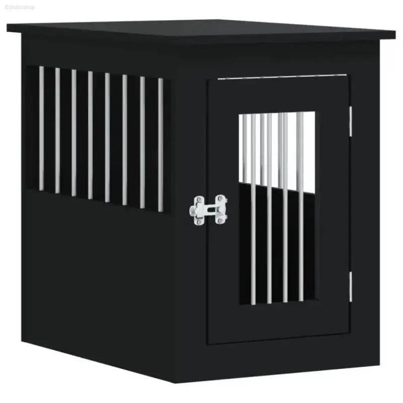 vidaXL Dog Crate Furniture Black Engineered wood, Steel 17.7x24.4x23.2 in - Estalios
