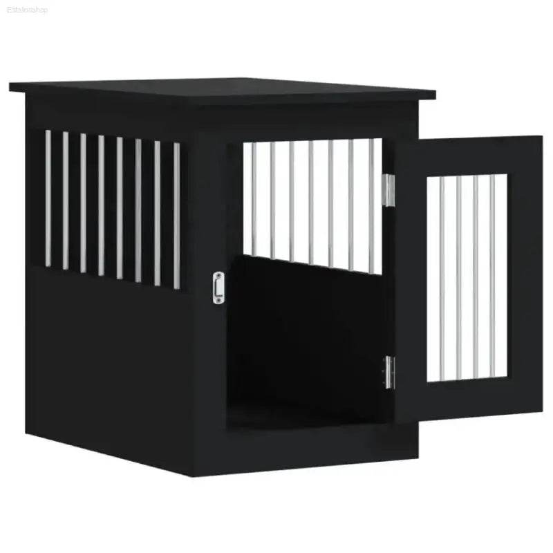 vidaXL Dog Crate Furniture Black Engineered wood, Steel 17.7x24.4x23.2 in - Estalios