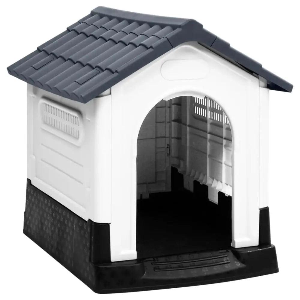 vidaXL Dog House Grey, White, Black Polypropylene Small Durable - Estalios