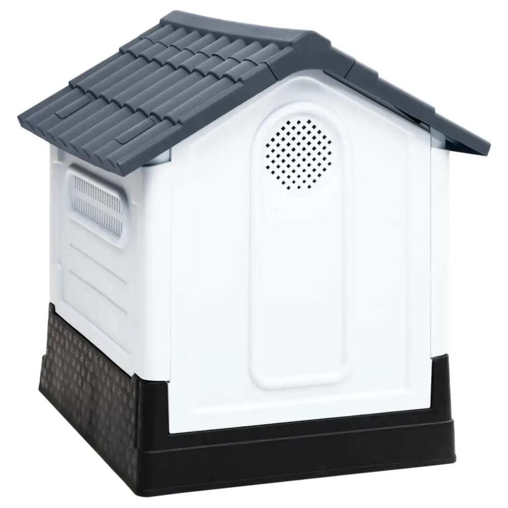 vidaXL Dog House Grey, White, Black Polypropylene Small Durable - Estalios
