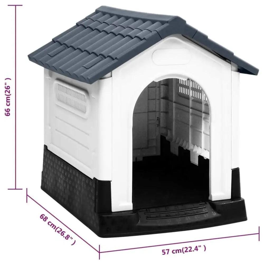 vidaXL Dog House Grey, White, Black Polypropylene Small Durable - Estalios