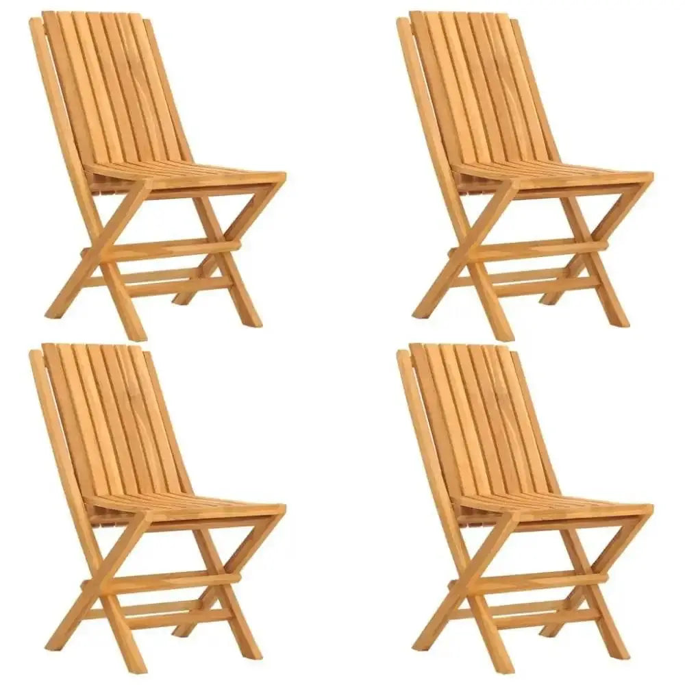 Solid Teak Wood Folding Garden Chair Set of 4 with Space-Saving Design for Outdoor Entertaining