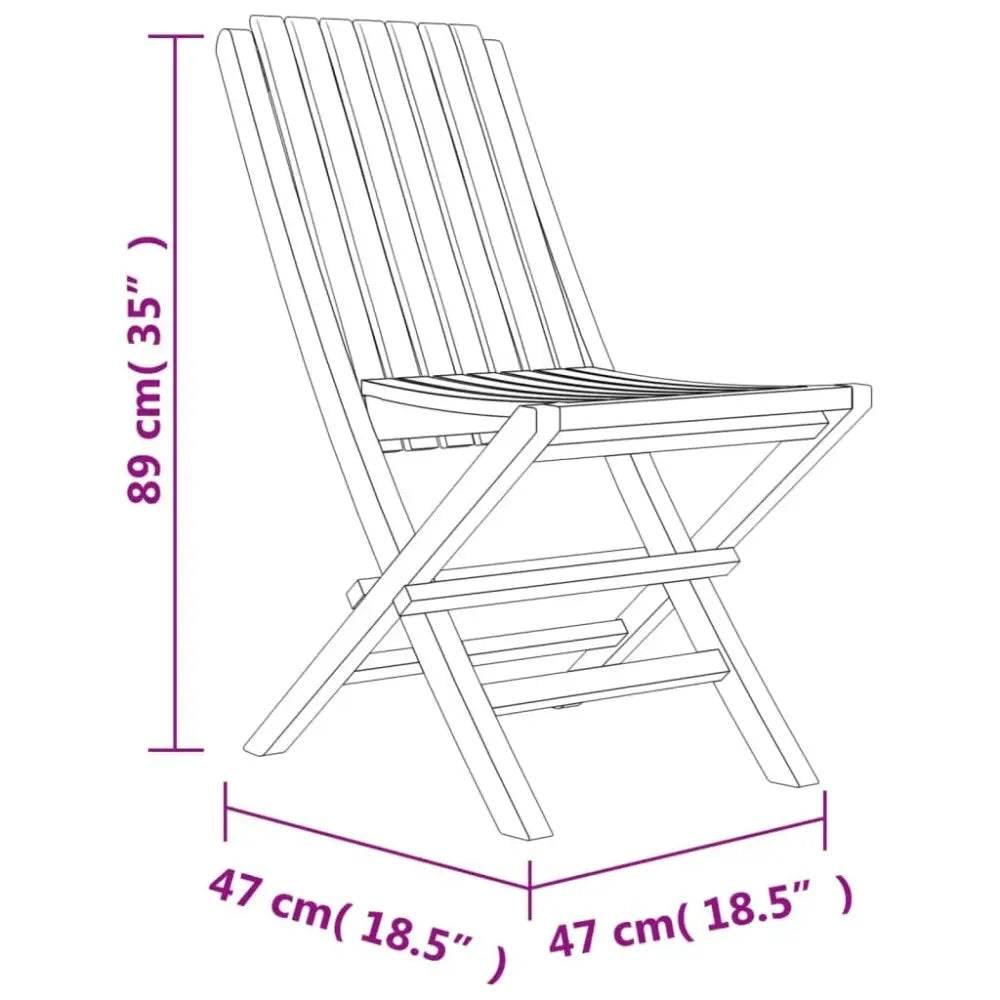 vidaXL Folding Garden Chair Set of 4 Natural Wood Solid teak wood Medium - Estalios