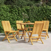 vidaXL Folding Garden Chair Set of 4 Natural Wood Solid teak wood Medium - Estalios