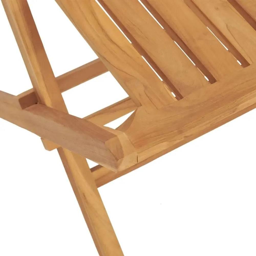 vidaXL Folding Garden Chair Set of 4 Natural Wood Solid teak wood Medium - Estalios