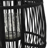 vidaXL Candle Holder Black Bamboo and Glass Medium Decorative Inlays - Estalios