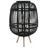 vidaXL Candle Holder Black Bamboo and Glass Medium Decorative Inlays - Estalios