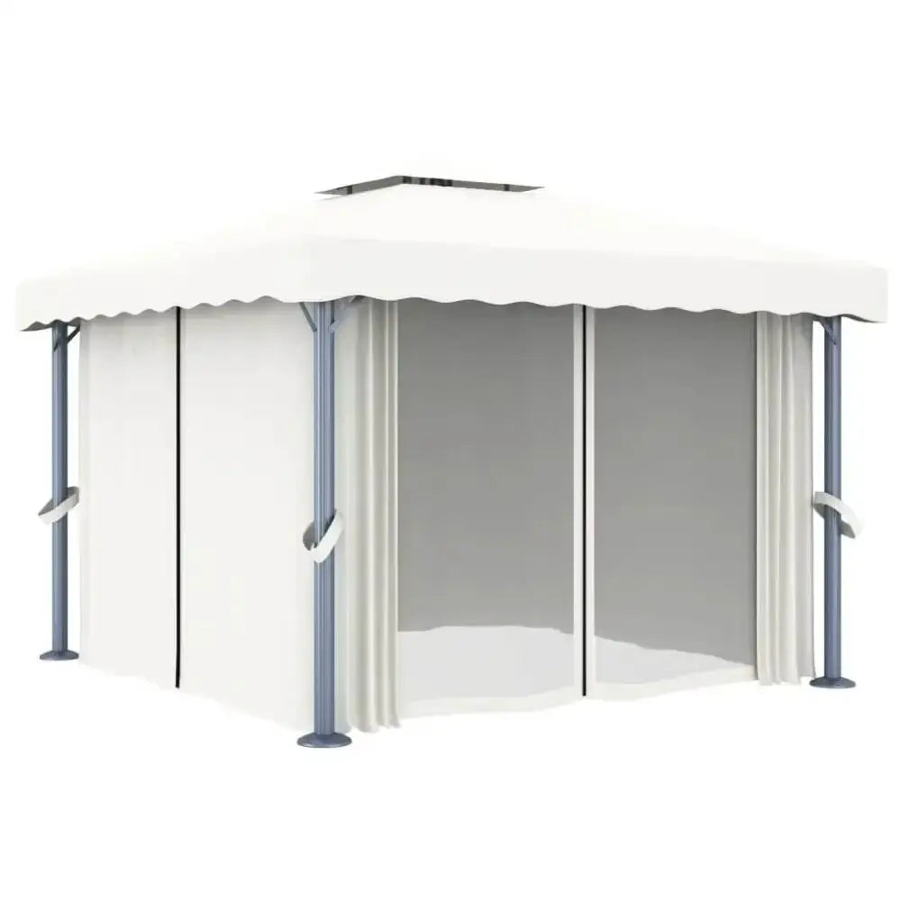 vidaXL Gazebo with Curtain for Stylish Outdoor Comfort in 9.8’x9.8’ Size