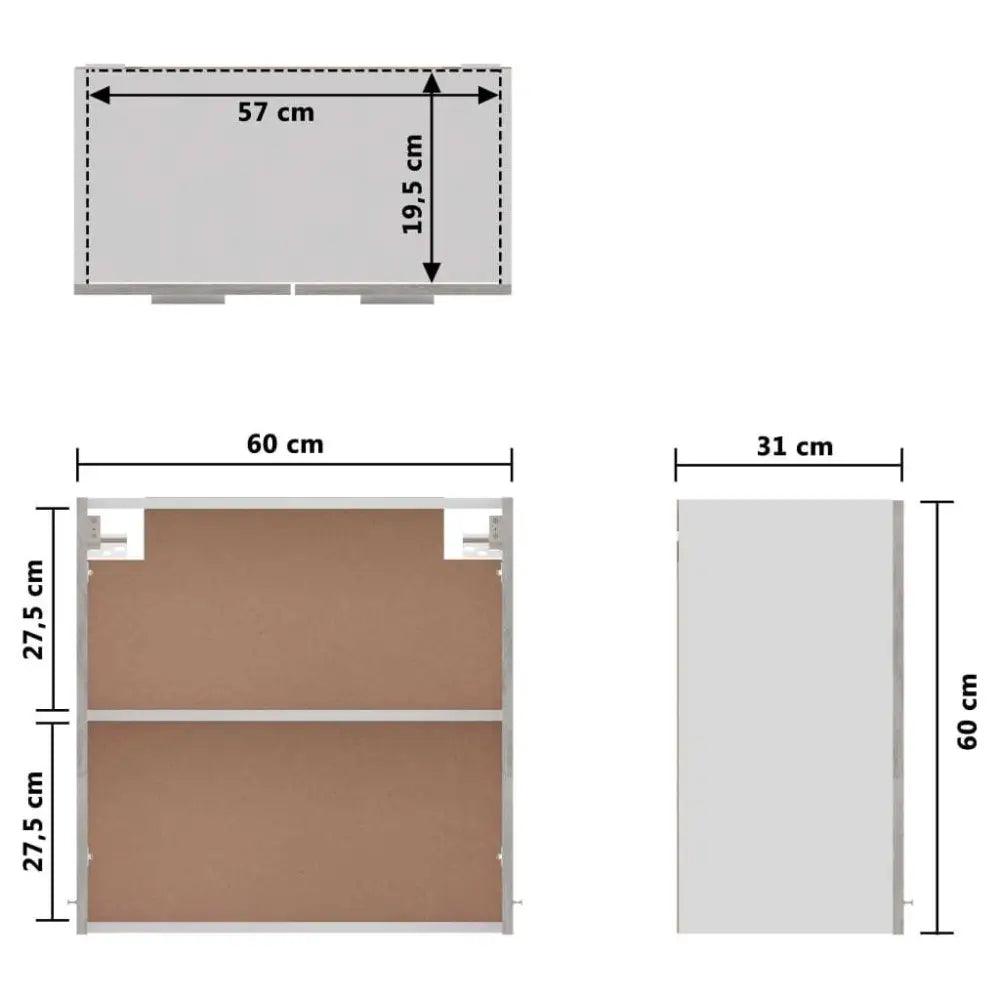 vidaXL Hanging Cabinet Concrete grey Engineered wood Modern - Estalios