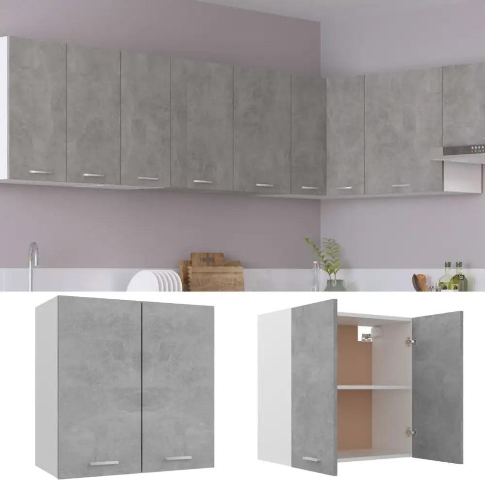 vidaXL Hanging Cabinet Concrete grey Engineered wood Modern - Estalios